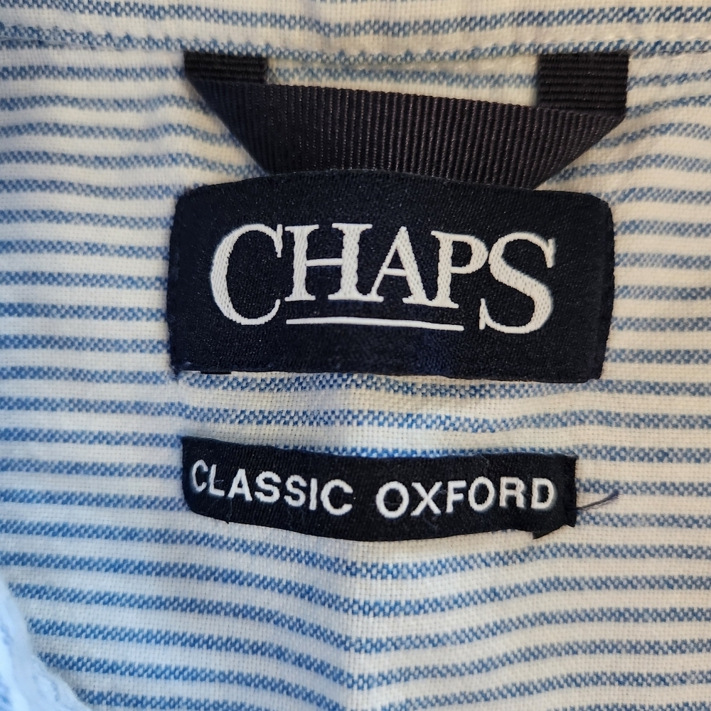 Chaps Classic Stripe Long-Sleeve Shirt - Blue/White Size XXL - Picture 2 of 8